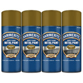 4X Hammerite Smooth Gold Spray Paint 400ml Spray Paint